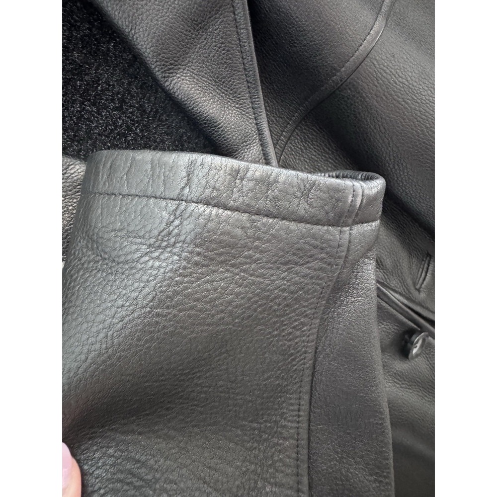 Guess Men's Pebble Grain Heavyweight Leather Zip Out Liner Jacket Black Large - Picture 12 of 16